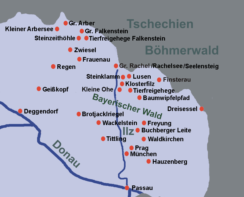 Karte Bayerischer Wald